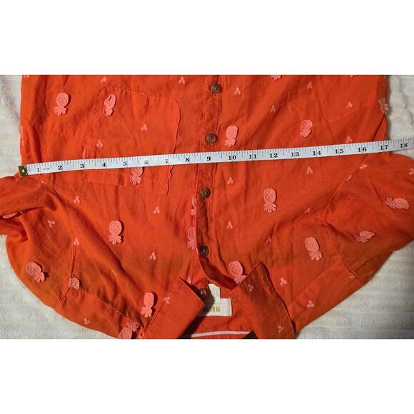 Anthropologie Maeve Classic Embroidered Pineapple Buttondown Shirt - Picture 8 of 11